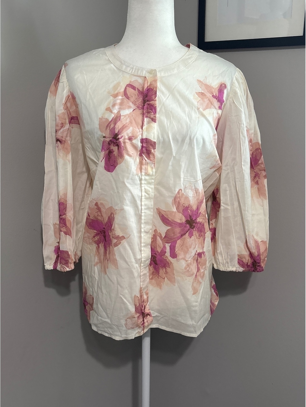 Nine West Women's Floral Button-Up Blouse Size 1X